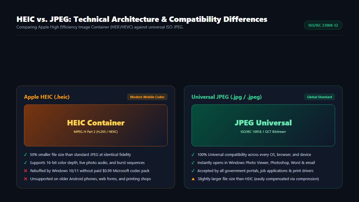 HEIC vs. JPEG: Technical Architecture & Compatibility Differences