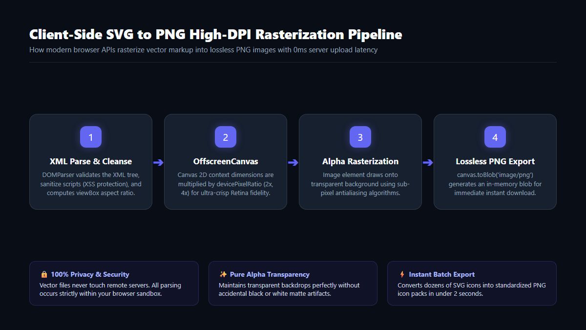 Client-Side SVG to PNG High-DPI Rasterization Pipeline